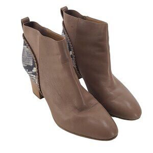 Jack Rogers Poppy High-Heel Leather Booties with Snake Print 7.5